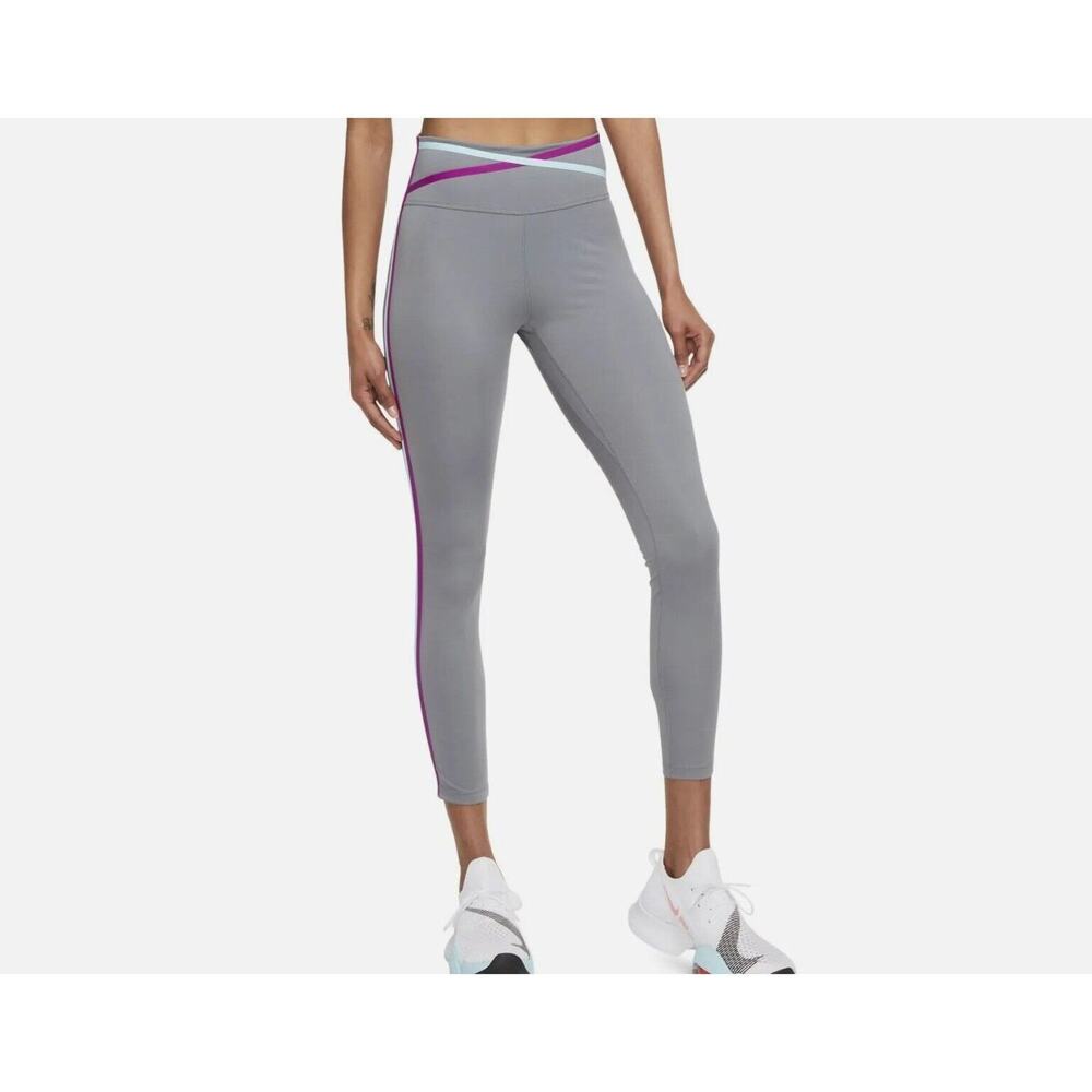NWT Nike Womens Dri-fit One Mid-Rise 7/8 Taped Leggings Sz S Workout Training - Picture 3 of 11